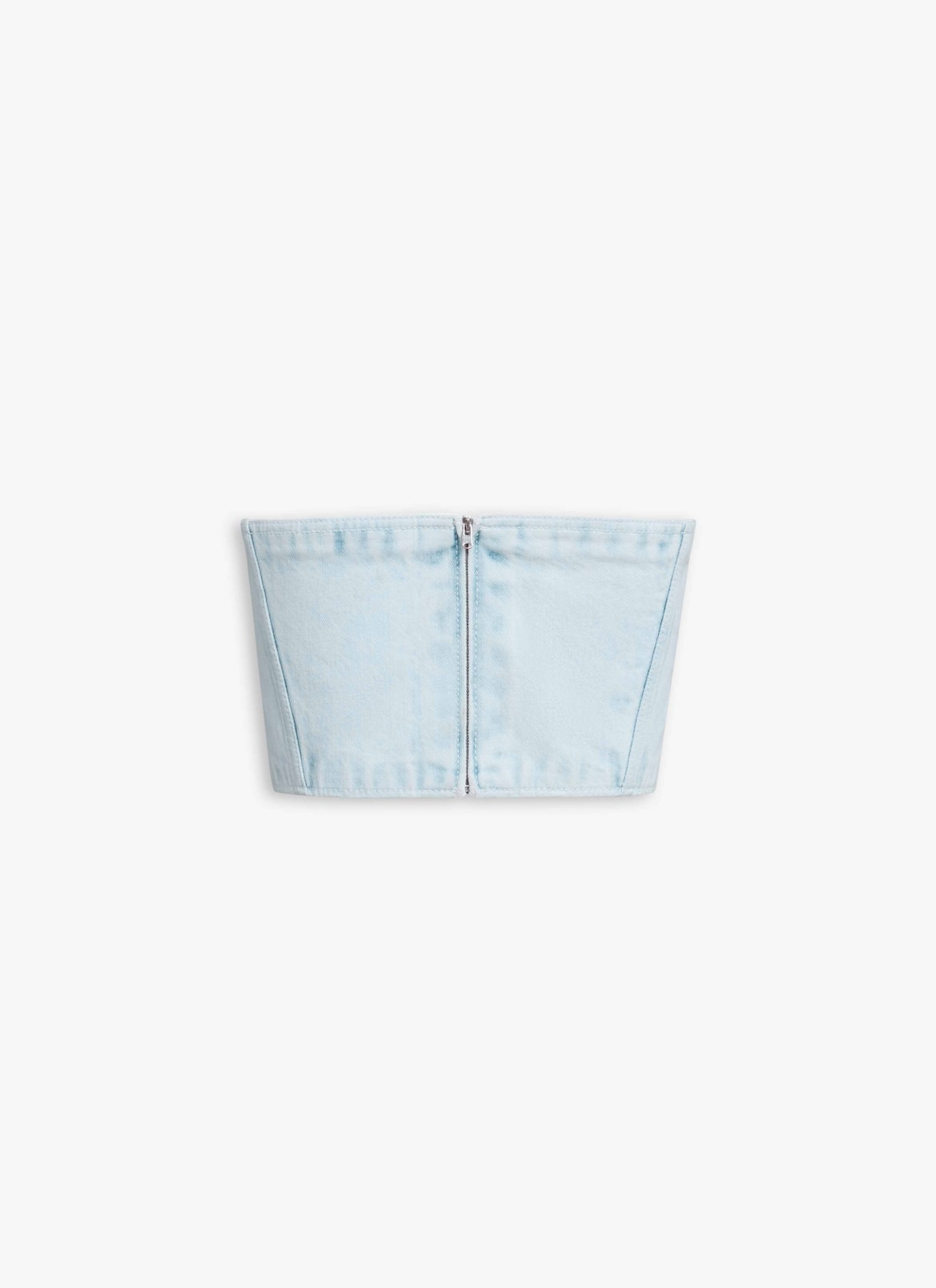 DENIM BUSTIER TOP ALAÏA LIGHT BLUE DENIM BUSTIER TOP